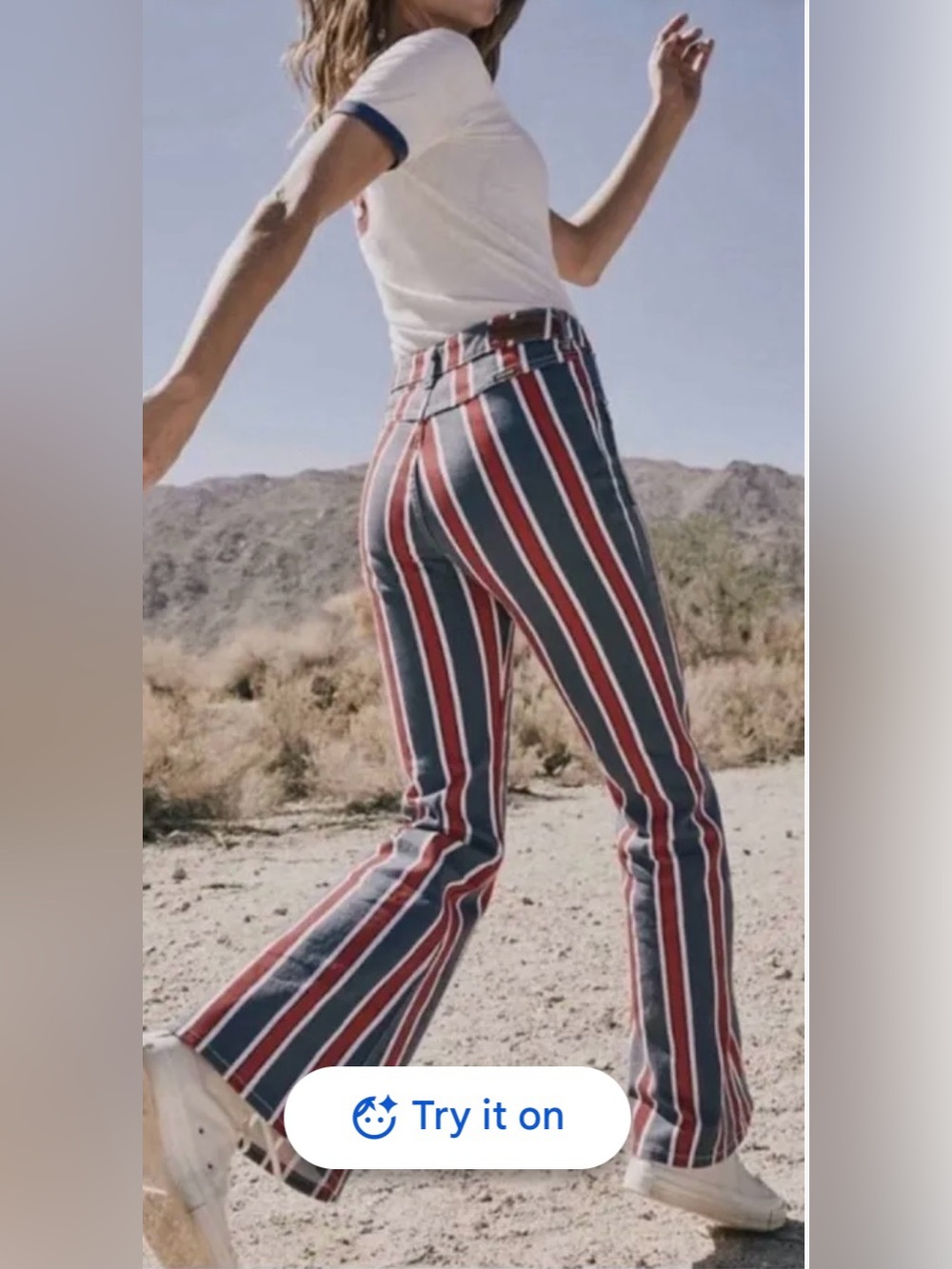 Wrangler Red, Blue & White Striped High-Rise Sailor Jeans - Picture 2 of 12